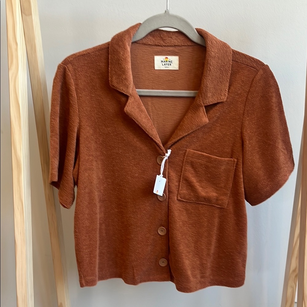 NEW Marine Layer Terrycloth button down short sleeve top - Picture 2 of 5